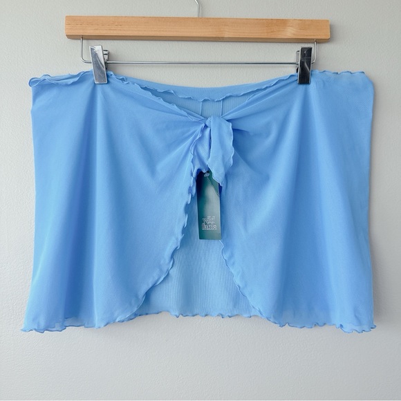 Wild Fable Sarong beach cover up NWT light blue tie front stretchy small medium - Picture 1 of 13